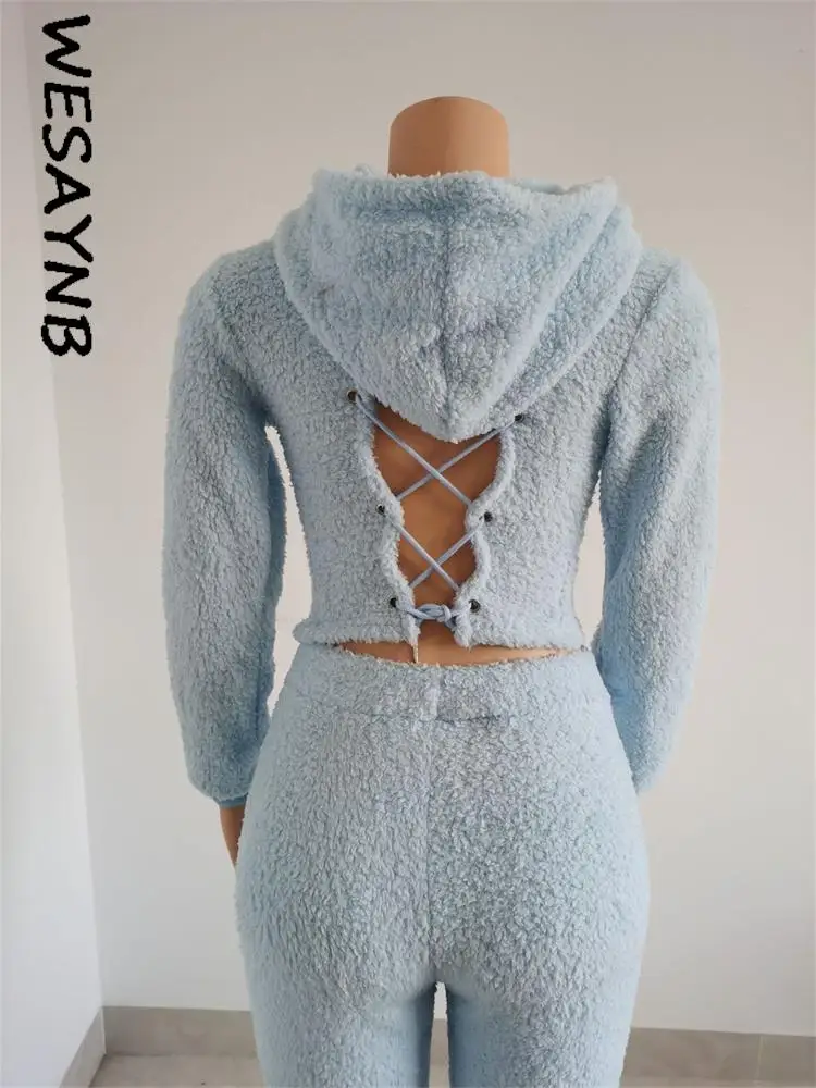 Женский теплый повседневный комплект из 2 предметов толстовка с длинным рукавом