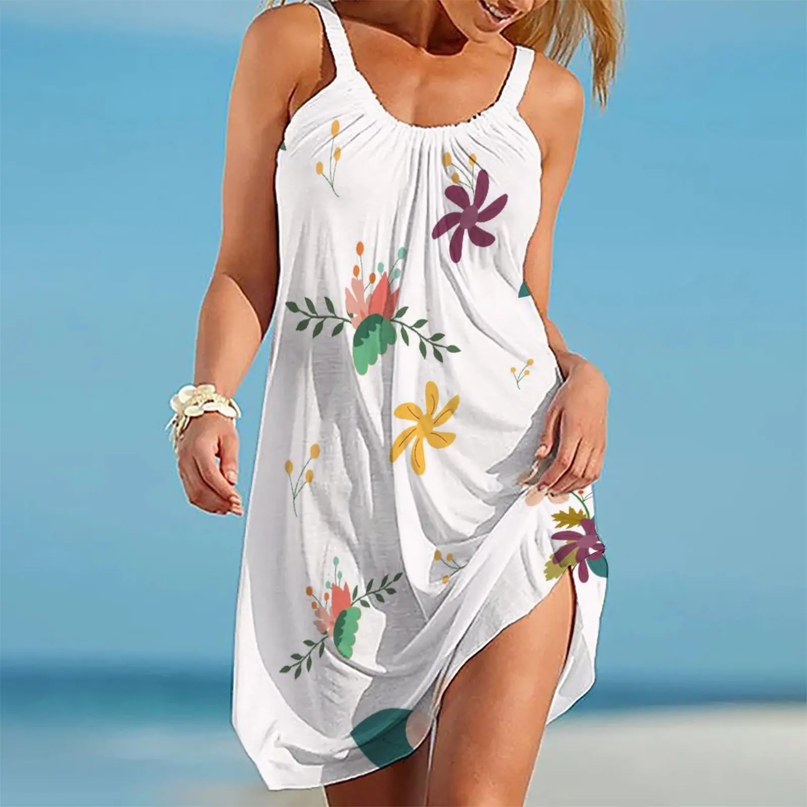 

Женское пляжное платье с градиентным принтом, облегающее платье без рукавов с О-образным вырезом и лямкой на шее