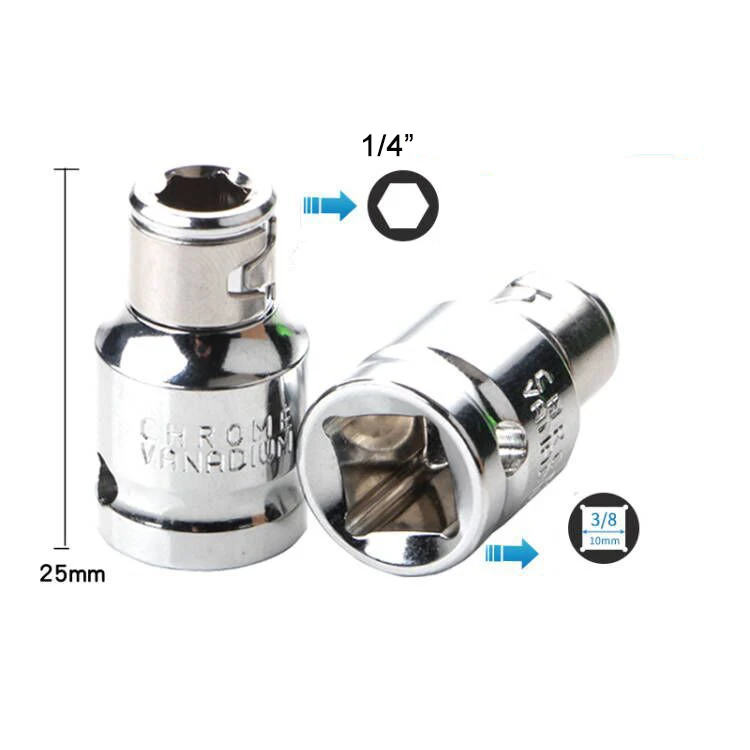 3/8 1/2 to 3/8 1/4 Adapter Socket Square Wrench End To Hex Screwdriver End Conversion Adaptor Tool Connection Head
