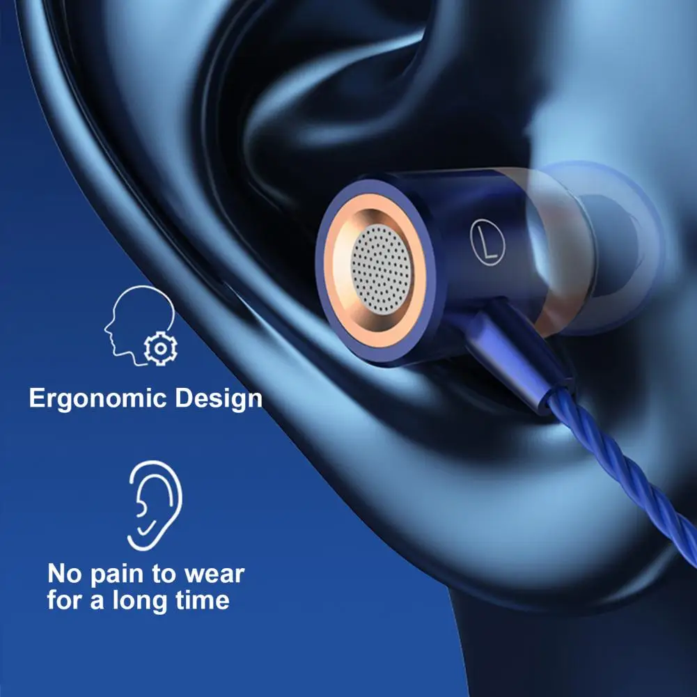 

Wired Earphone In-ear Heavy Bass 3.5mm Plug Headphones Mini Gaming Headset with Microphone for Smartphone