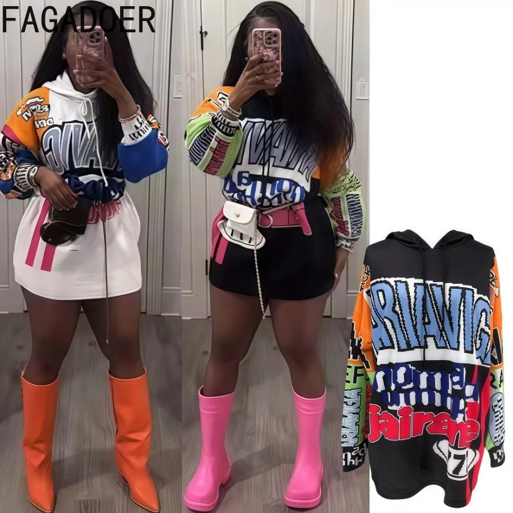 Весенние Новые толстовки FAGADOER с буквенным принтом в стиле ретро Женский