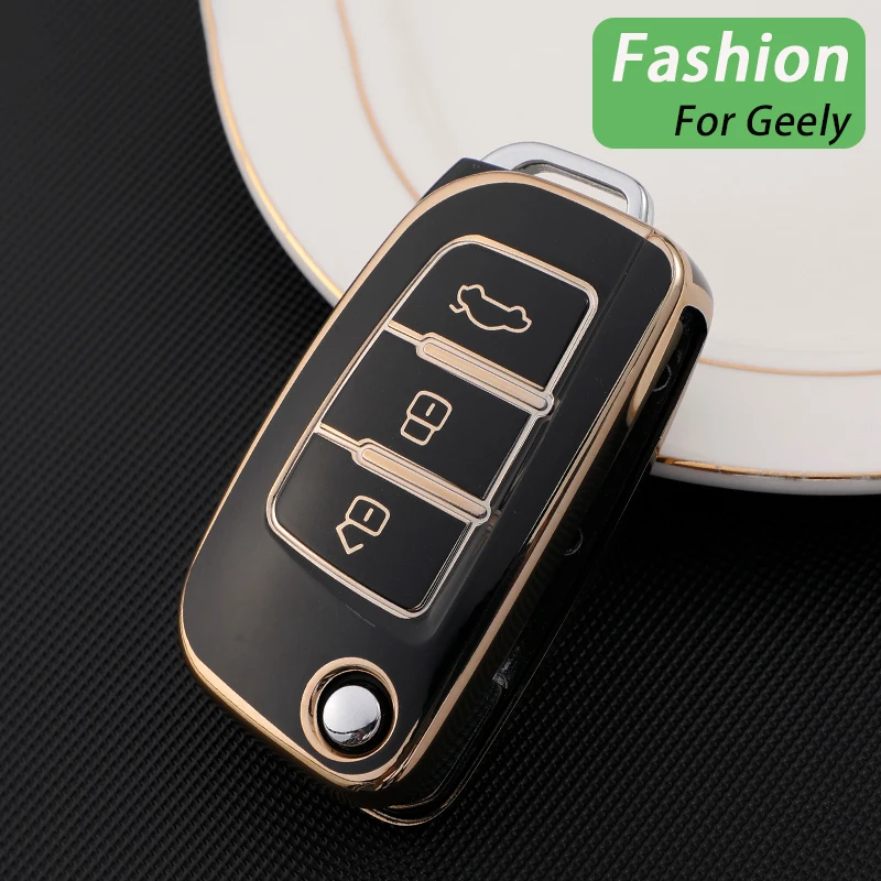 

New TPU 3 Button Car Key Case Cover Key Bag For Geely Emgrand EC7 MK Atlas X7 7 EC8 GT Boyue CK2 Panda GC6 NL3 GX7 GX2 Keychain