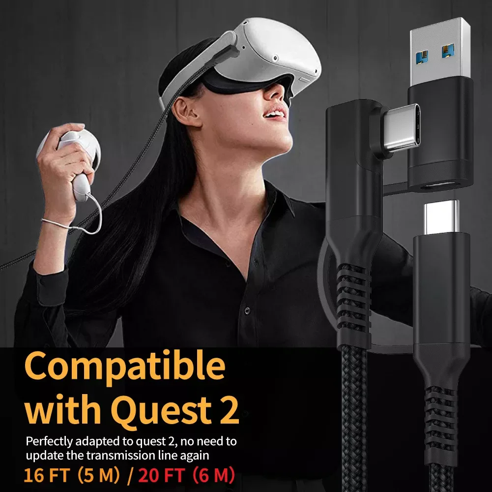 

2022NEW Oculus Quest 2 Link Cable USB 3.1 Gen 2 Usb Type C Data Transfer Quick Charge Cable 3M 5M Steam VR Type-C Accessories