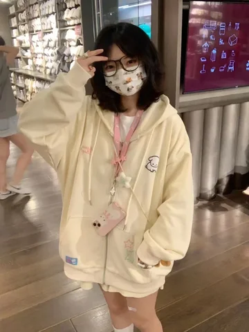Женская розовая толстовка OIMG Kawaii с капюшоном