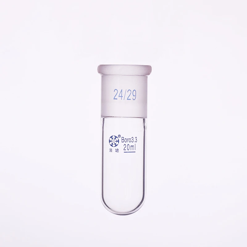 Test tube with ground mouth 24/29,Capacity 20ml,Glass round bottom test tube,Grinded joint round bottom test tube