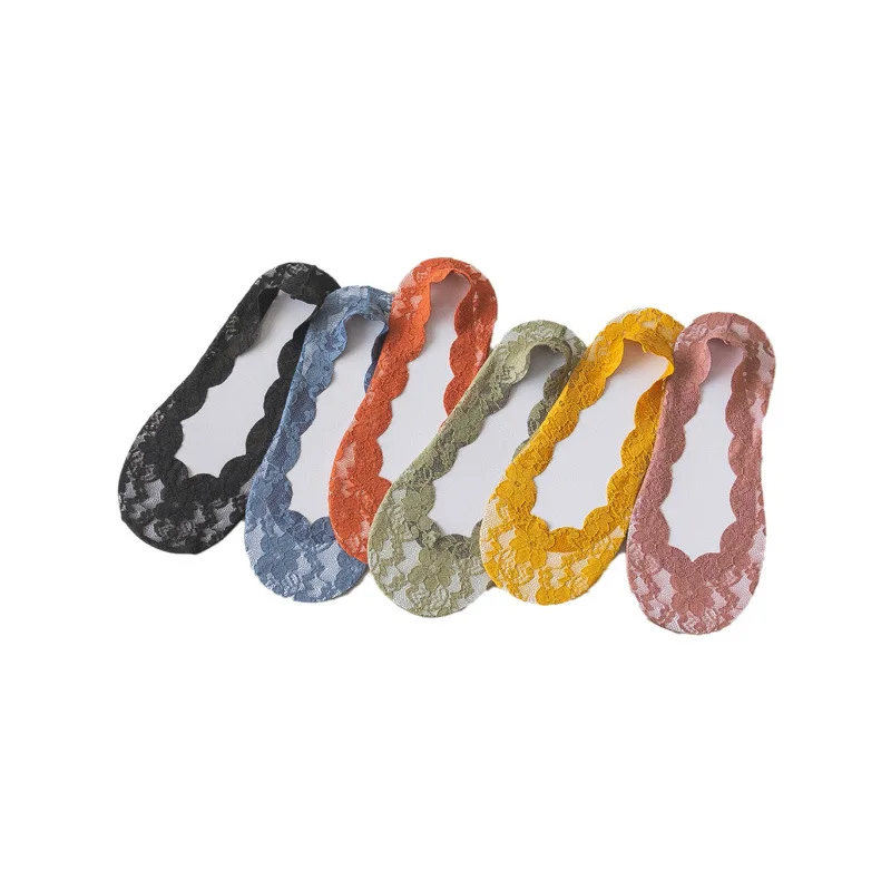 Lace Women's Socks Cotton Bottom Non Slip Strips Spring Summer Shallow Mouth Boat Socks Super Penetrating Lace Invisible Socks