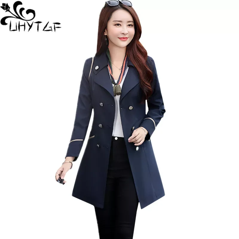 

2023New Spring Autumn Trench Coat Women Double Breasted Slim Coats Korean Casual In The Long Section Temperament Outerwear 4XL10