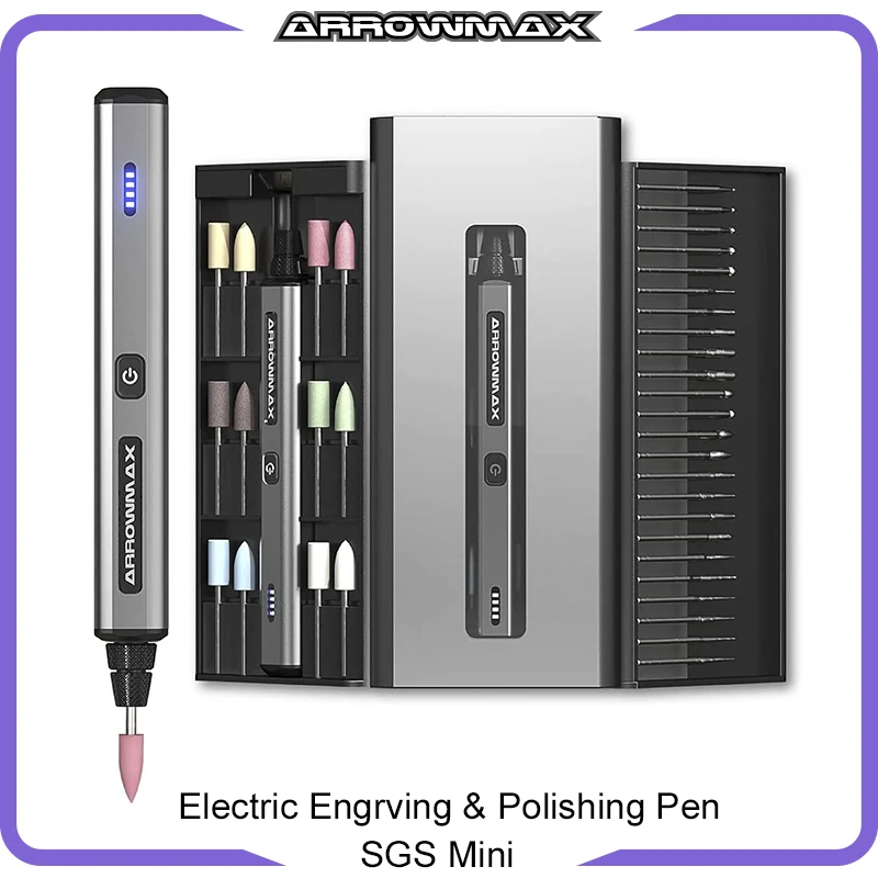 ARROWMAX Mini Electric Grinder Engraving Polishing Pen Set (SGS Mini) Rotary Tools for Carve Engrave Grind Sand Polish Home DIY