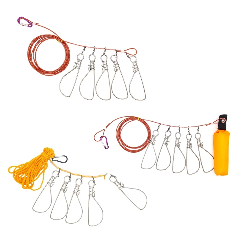 

Stainless 5m 10m Lanyard Live Fish Lock Belt Fishing Tackle Stringer with Floats