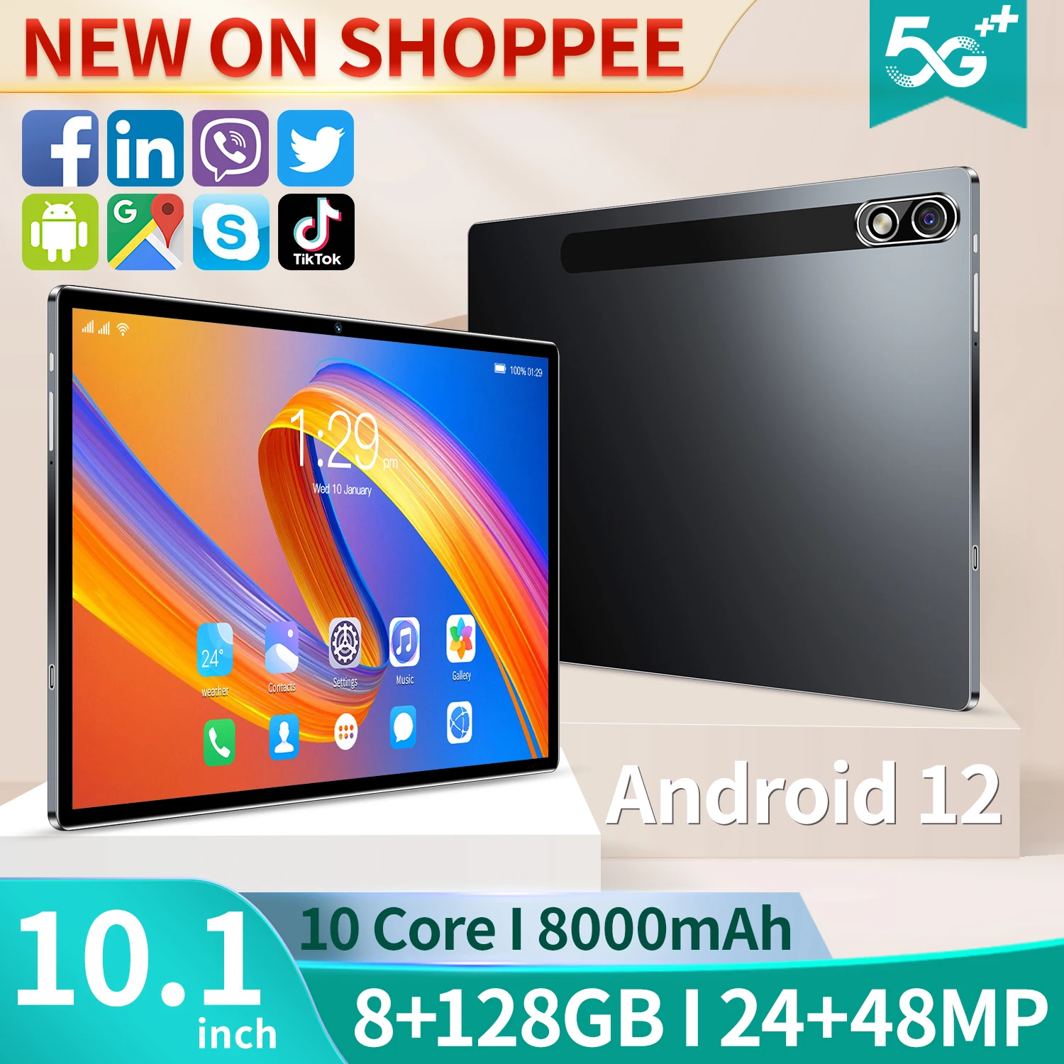 

Планшет на Android 12, восемь ядер, экран 2022 дюйма, 8 ГБ + 10,1 ГБ