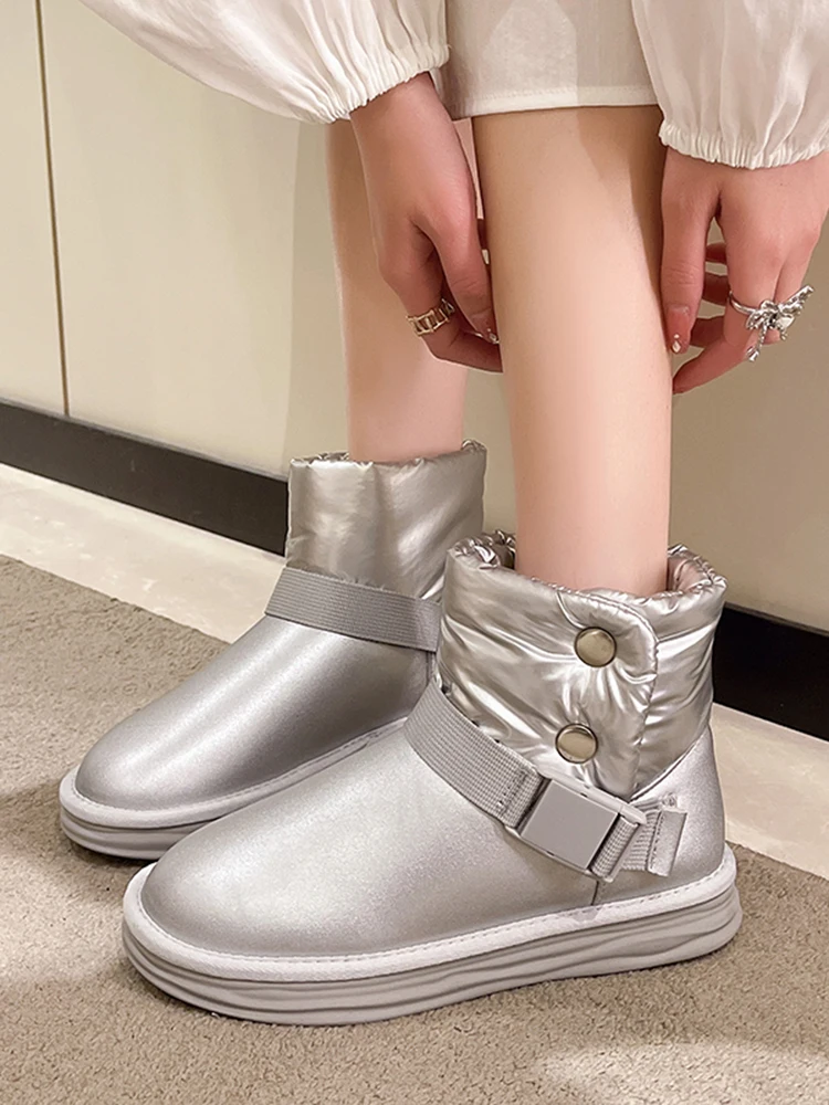 

Женские повседневные кроссовки на платформе, базовые Зимние ботильоны на толстой подошве, со шнуровкой, без шнуровки, на плоской резиновой подошве, Полусапоги с круглым носком, 2022