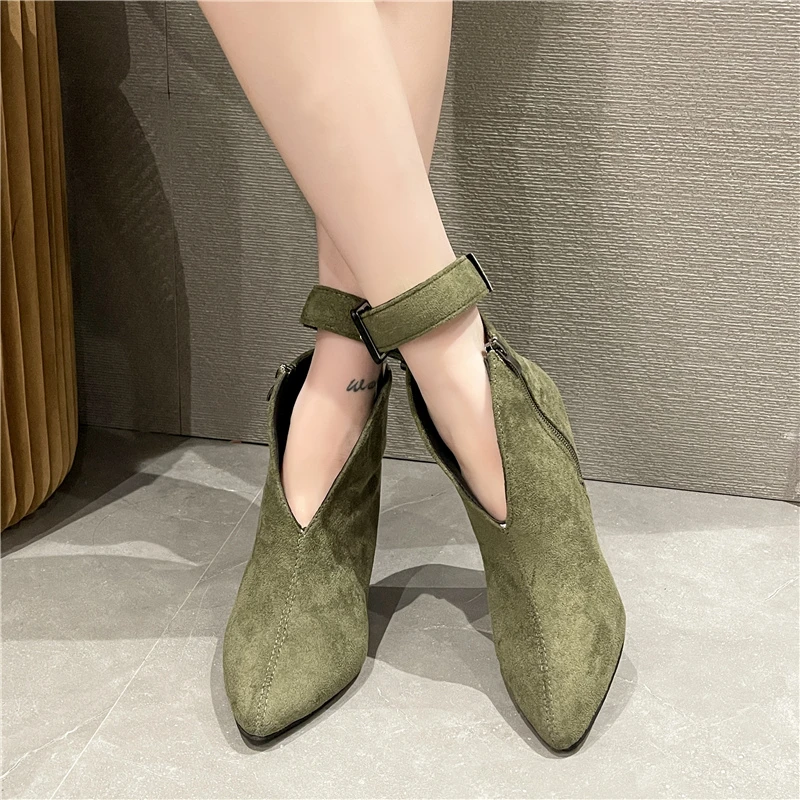 

Новинка Осень-зима 2022, удобные женские ботинки большого размера, ботинки с короткой пряжкой и боковой молнией