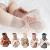 autumn winter baby girls socks newborn baby bowknot socks infant baby socks anti slip soft cotton floor sock shoes