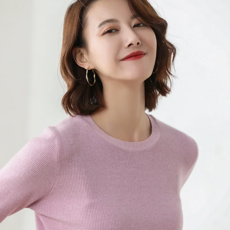 MRMT 2024 новый женский вязаный свитер пуловер с круглым вырезом короткий утепленный