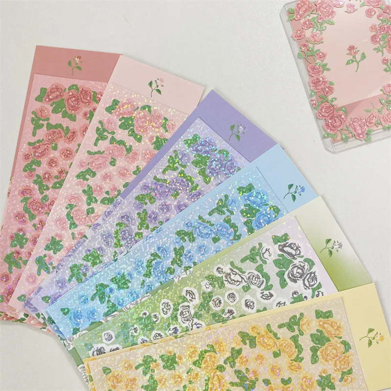 

Rose Laser Stickers Decoration Manual Photo Album Scrapbook Stationery Stickers Kids Gift