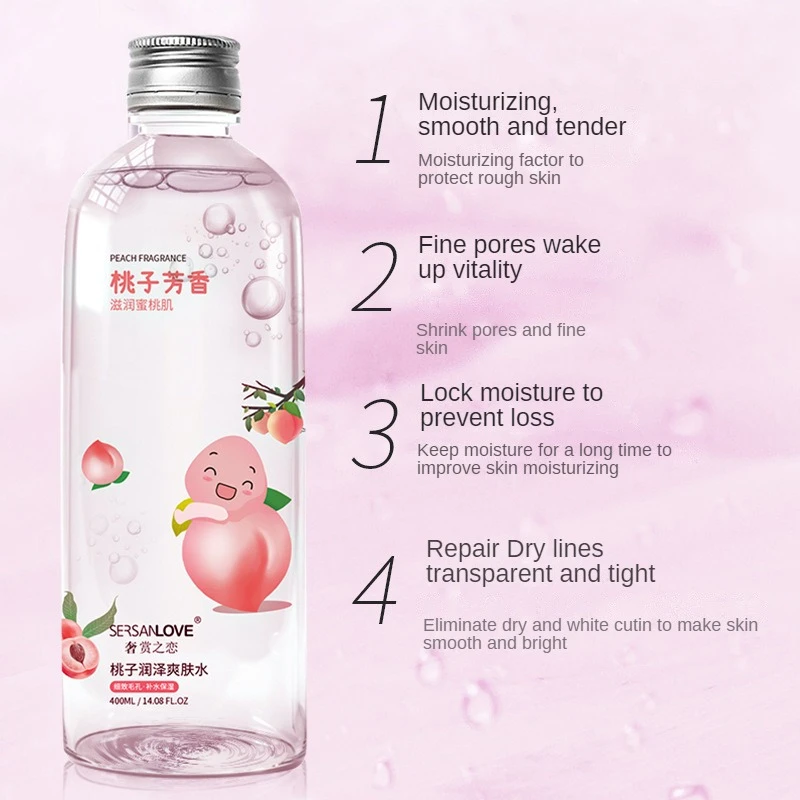 400ml Peach Face Toner Facial Tonic Skin Care Products Pore Minimizer Essence Water Oil Control Moisturizing Repair Makeup - купить по