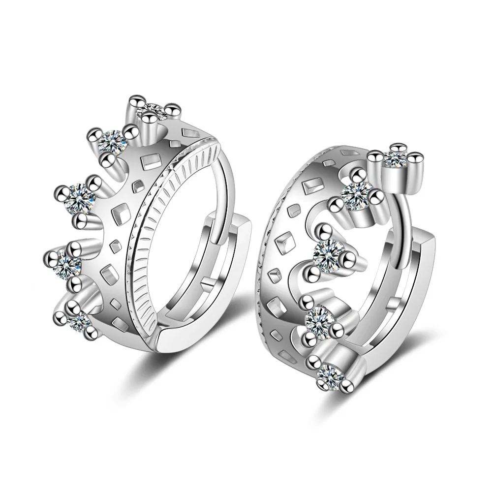 

New 925 Sterling Silver Earrings Crown Design Creative Jewelry For Women Beautiful Jewelry Gift