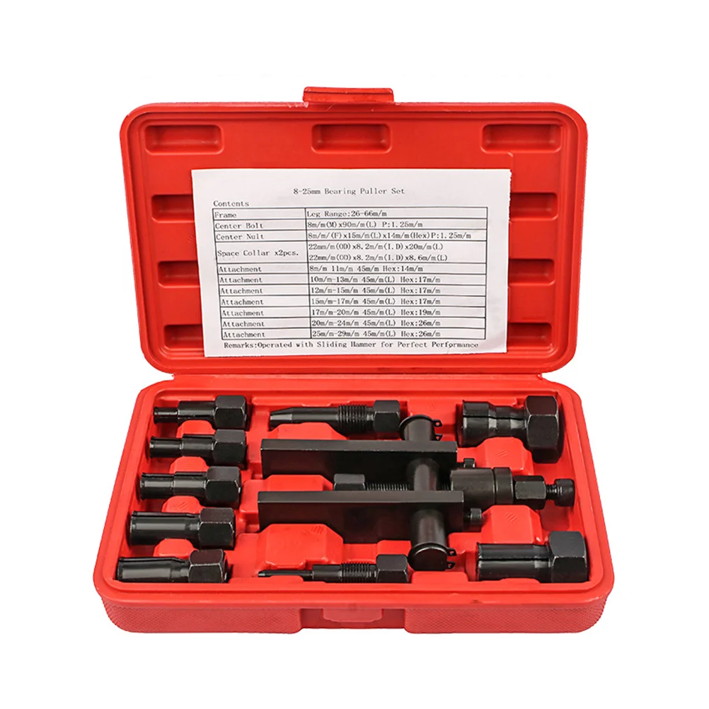 

10 Pcs Bearing Removal Puller Disassembly Box Motorcycle Two-Jaw Bike Kit Alloy Steel Hub Tool