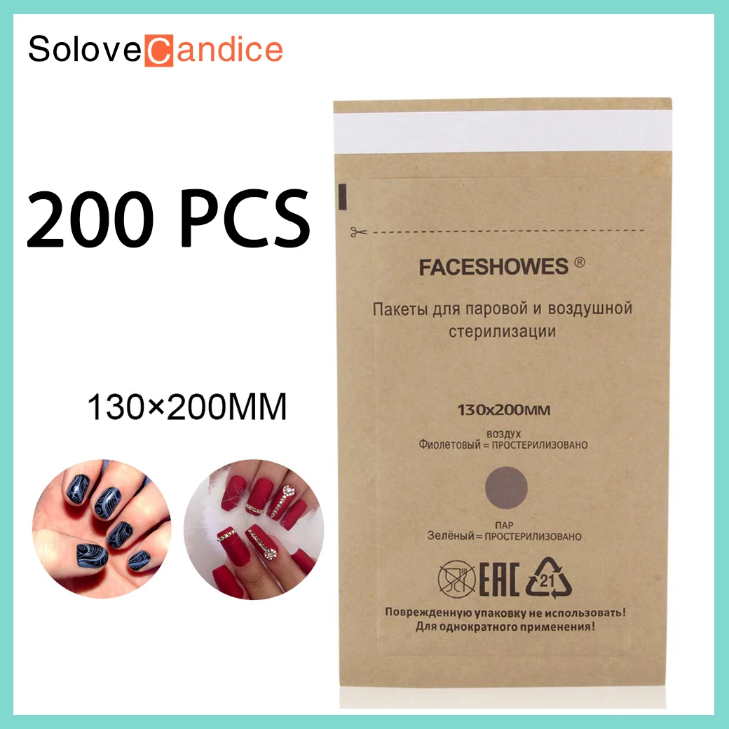 

200Pcs Disposable Manicure Pouch Nail Sterilizer Disinfection Bag Disinfectant Gel Equipment Sterilization Crimper Nailart Tools