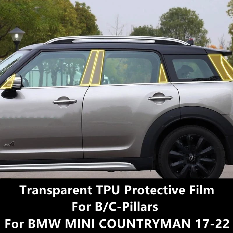 

For BMW MINI COUNTRYMAN 17-22 B/C-Pillars Transparent TPU Protective Film Anti-scratch Repair Film Accessories Refit