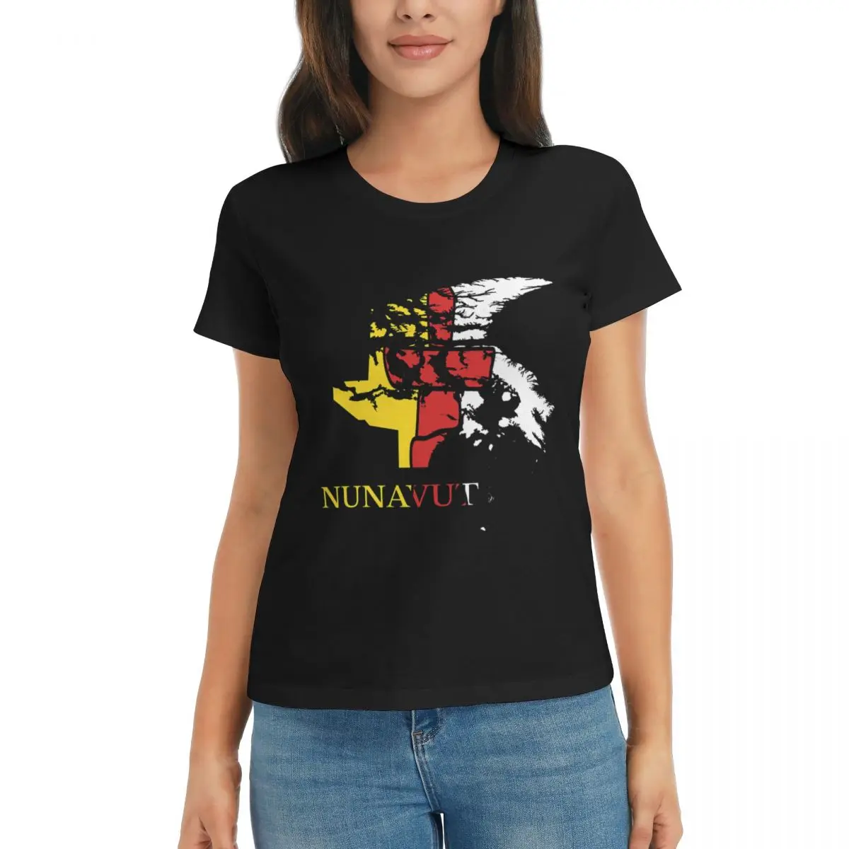 

Nunavut Flag Map, NU, Canada 282-3 Sports Black Graphic Vintage Top tee High grade Activity competition Eur Size