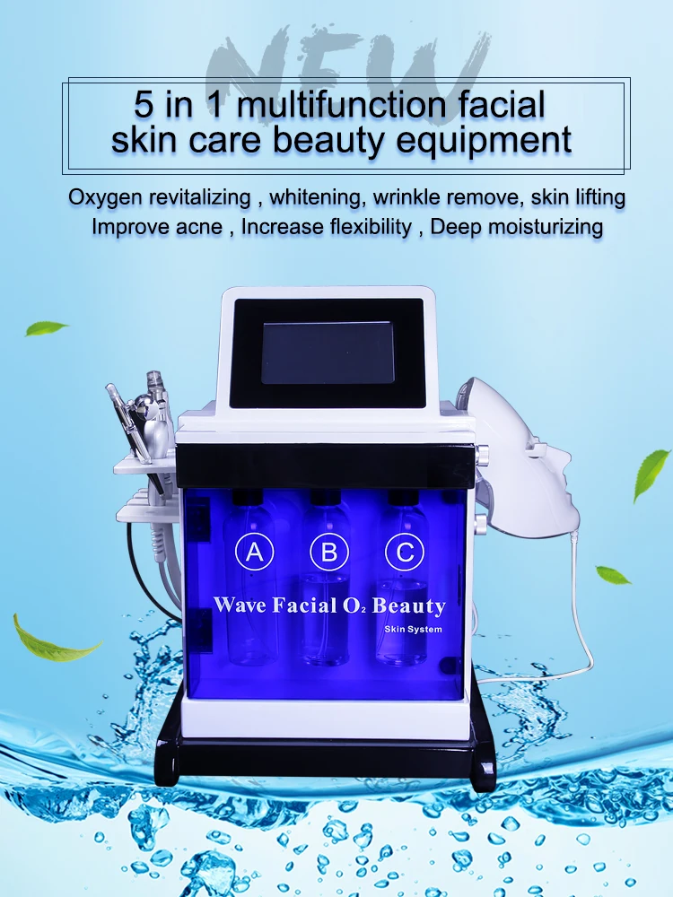 

Newest Multi-Functional 5 in 1 Ems Pore Deep Cleaning Skin Tightening Oxygen Hydrodermabrasion Jet Peel Facial Beauty Machine CE