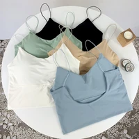summer bra 2021 women ice silk crop top seamless tube top bra underwear korean fashion solid padded bralette summer vest bra