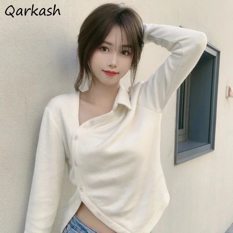 

T-shirts Women Elegant Fall Irregular Slim Sexy Solid Feminine Tops Tender Korean Inside Casual Classy Soft Spring Fashion Daily