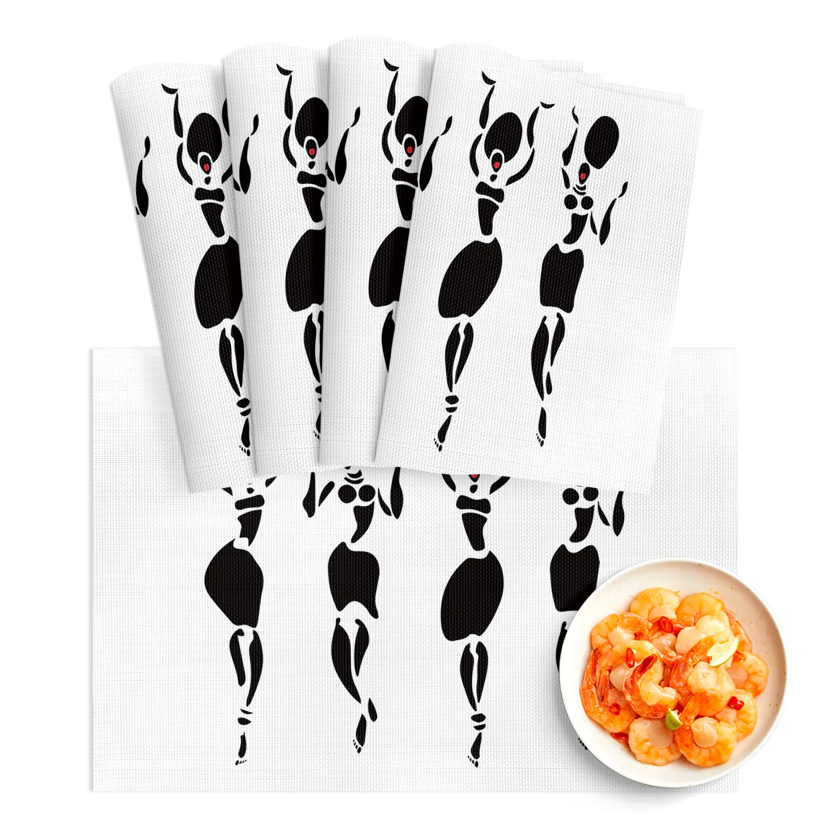 

4/6Pcs Table Mat African Tribes Ethnic Women Bowl Pad Coaster Set PVC Dining Table Placemats Home Decoration Kitchen Accessories