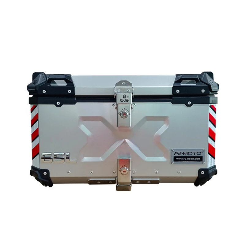 

65L Silver F2-MOTO Aluminum Alloy Rear Top Boxes Luggage Carrier Box For Motorcycle