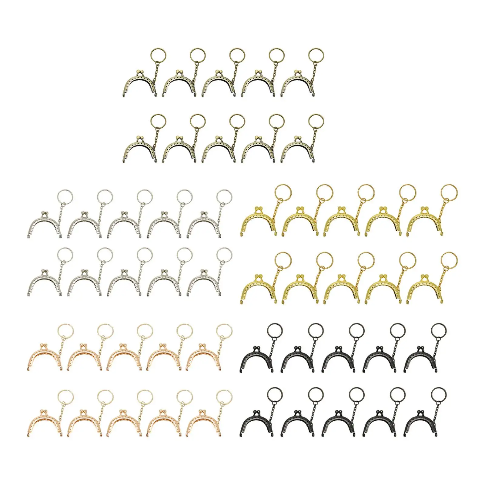 

10 Pieces 5 CM Half Round Metal Purse Frame Kiss Clasp Lock With Key Ring Bag Parts Accessories
