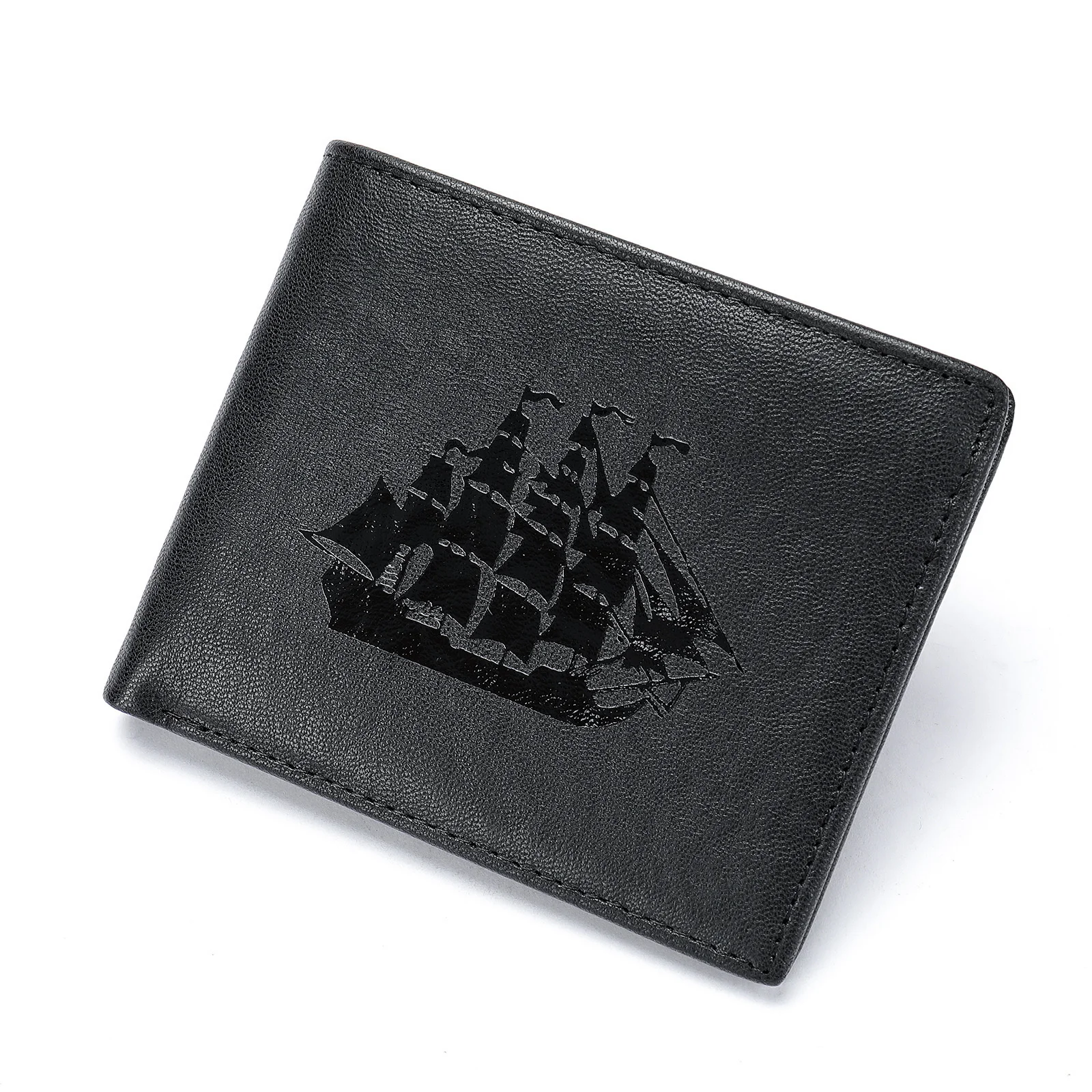 

Двойные Короткие Кошельки Desig, Мужской винтажный кошелек на застежке, кошелек для монет, карман для карт, кошелек из натуральной кожи с рисунком лодки, кошелек с RFID