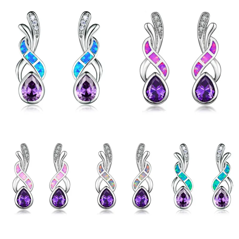 

2023 Bohemian Women Earrings Statement Wedding Jewelry Accessories Fashion Imitation Opal Zircon Stud Earrings for Women