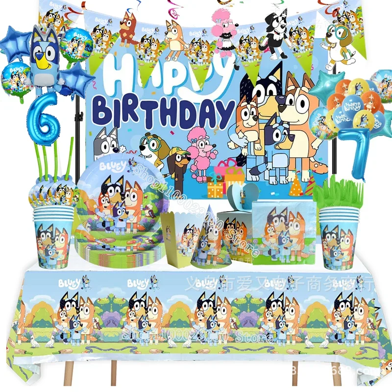 Bluey бинго украшение для дня рождения детский душ животные чашка скатерть номер