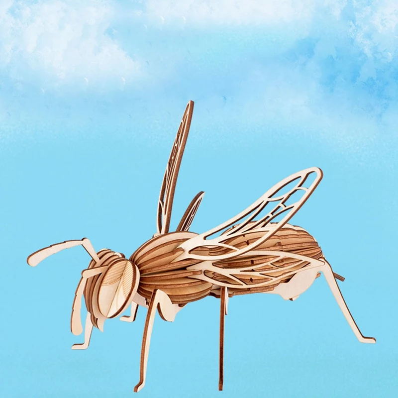 

2PC Kids Toys 3D Puzzle DIY Wooden Puzzle Insect Bee Handmade Educational Assembly Toys Gifts For Children