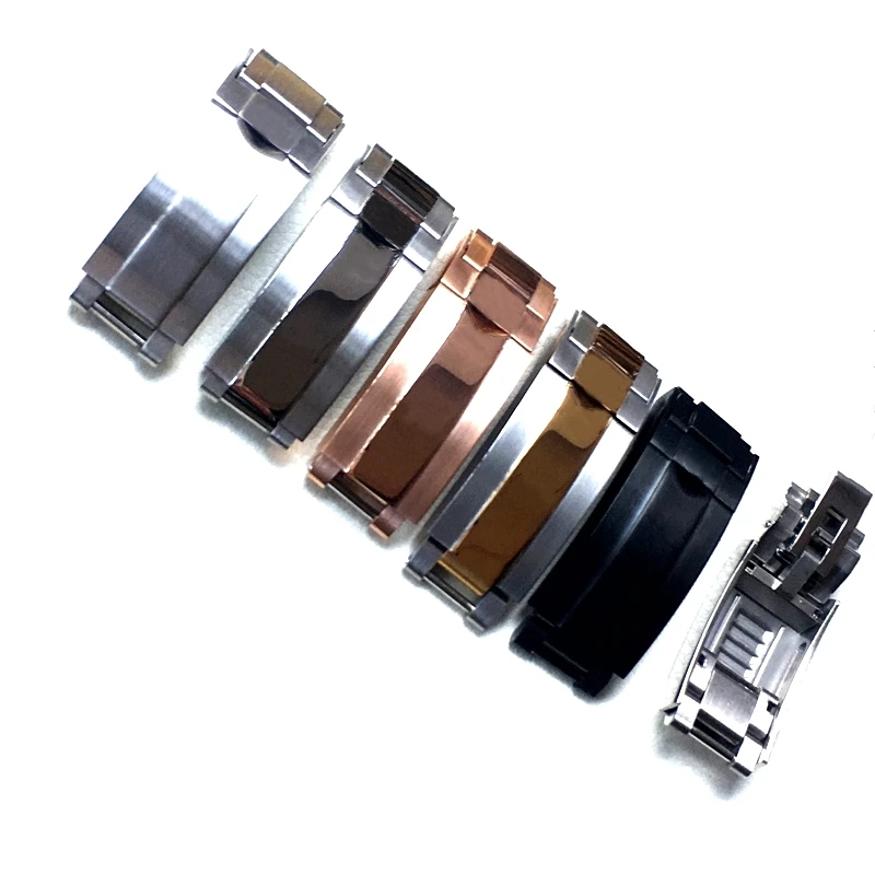

9mm Stainless Steel Buckle Brushed Silver Gold Black ROLE Buckle Oyster Lock For Daytona Submariner GMT Role Easy Adjust Clasp