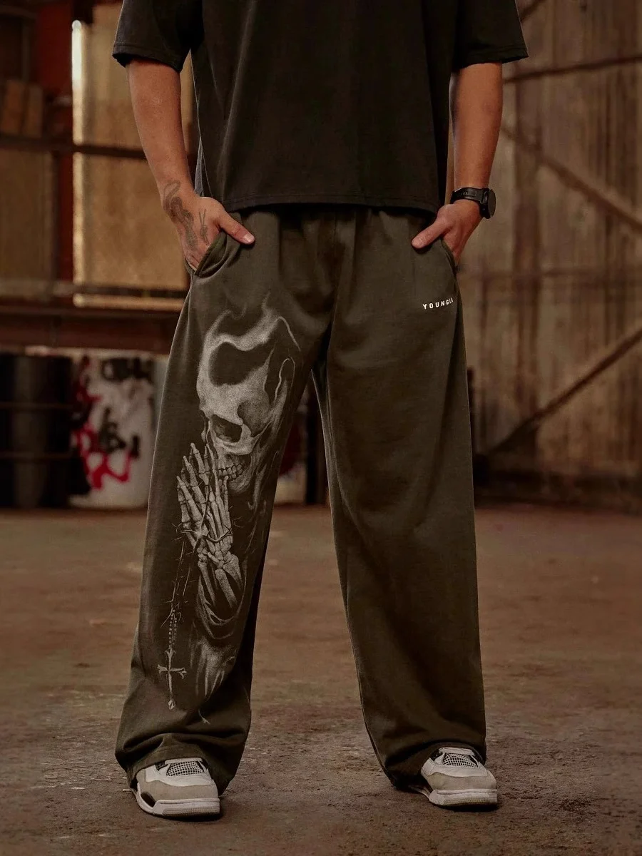 Мужские повседневные брюки с принтом в стиле ретро