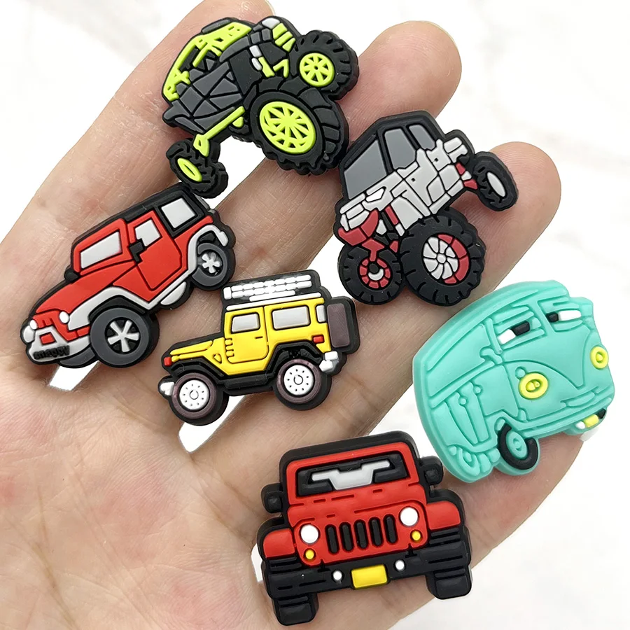 

Novelty Design Off-Road Vehicle PVC Shoe Charm Accessories Diy Shoe Buckle Decor SUV Fit Pins Croc Charms JIBZ Kid X-mas Gift