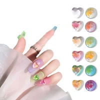 50pcs flat heart peach nail art decorations 3d bottom lovely jelly nail charms fruit diy candy colorful manicure accessories