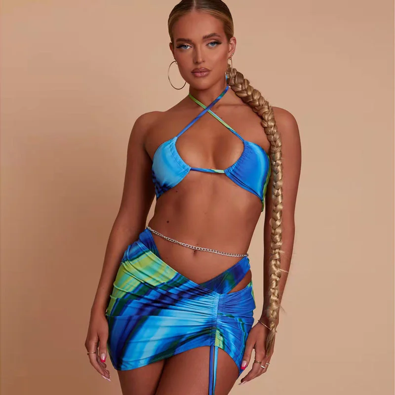 

Сексуальный купальник-тройка, искусственная кожа, с накидкой, новинка 2022, женский купальник, Бразильский бикини, купальный костюм, пляжная о...