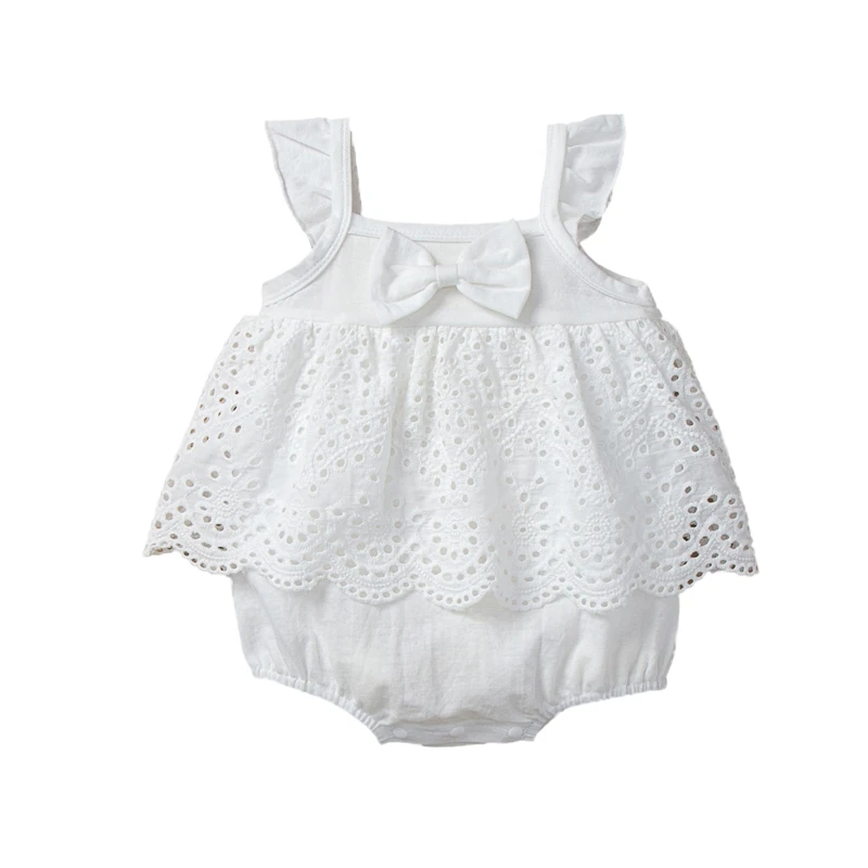 

Летний женский комбинезон, комбинезон для маленьких девочек с бантом и кружевной юбкой, комбинезон с рукавами-фонариками, одежда