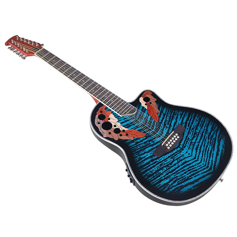 Электрическая акустическая гитара с круглой спинкой, 12 струн | AliExpress