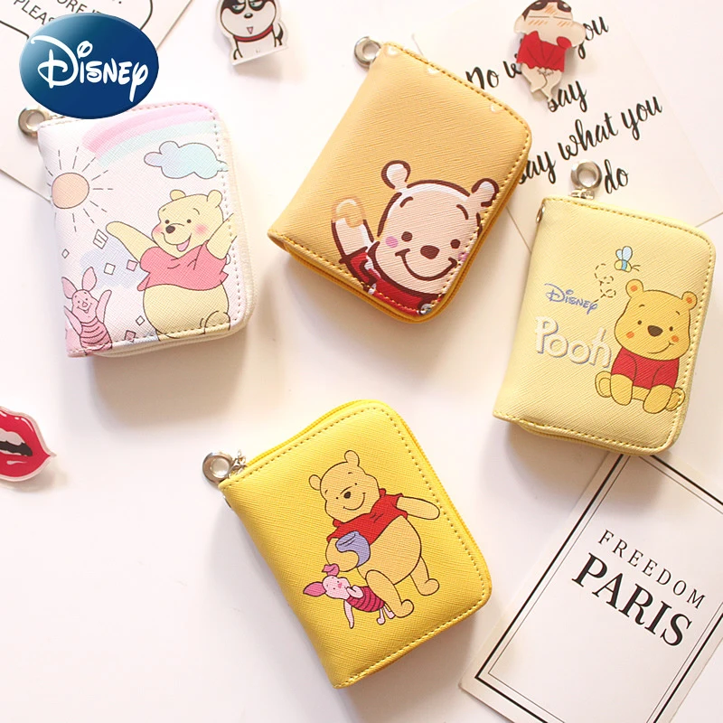 

Новый милый женский кошелек Disney с изображением Винни-Пуха, кошелек с несколькими отделениями для карт, роскошный брендовый вместительный м...