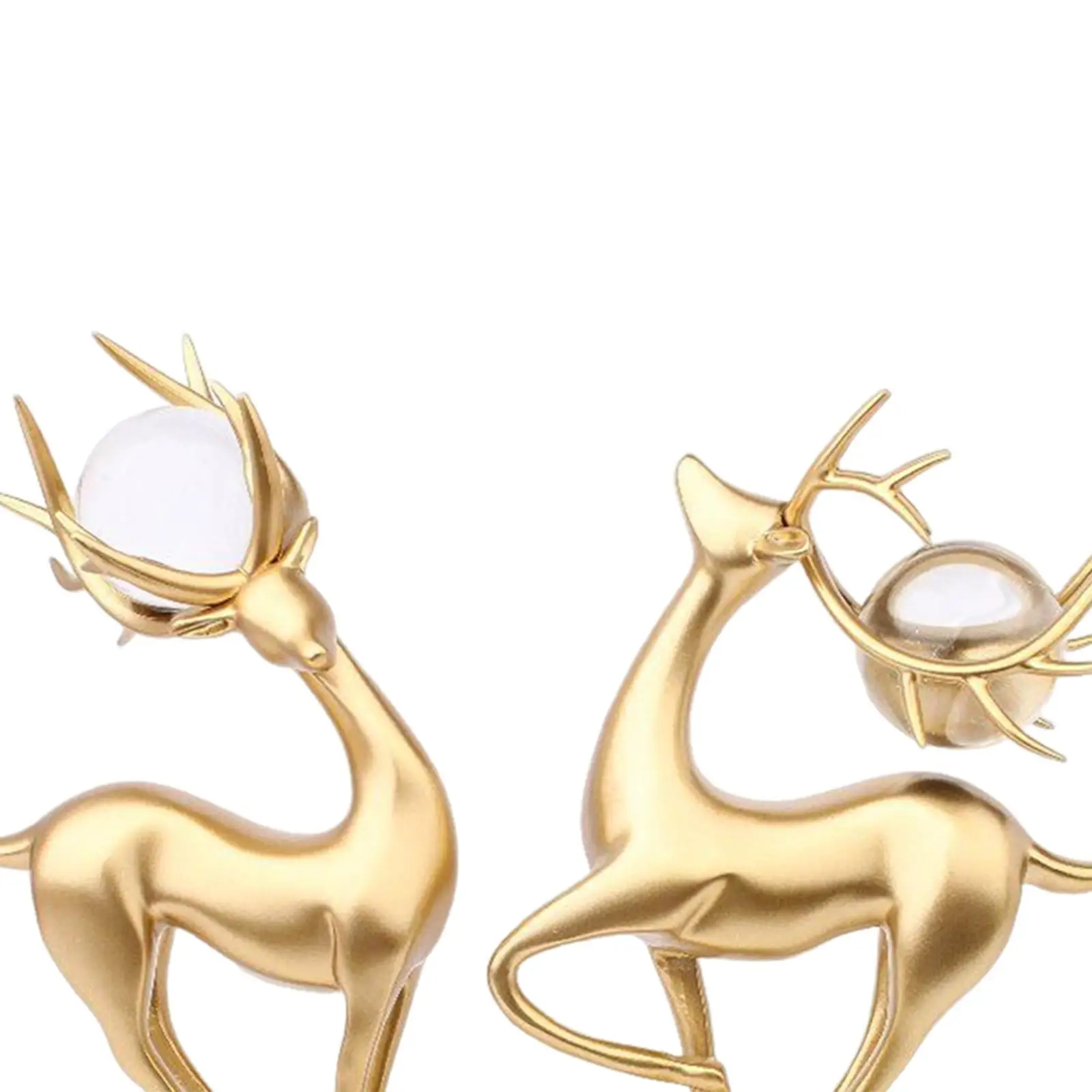 

2Pcs Deer Figurines Reindeer Sculptures Ornament Spring Festival Desktop Animal Couple Elk Resin Statues for Tabletop New Year