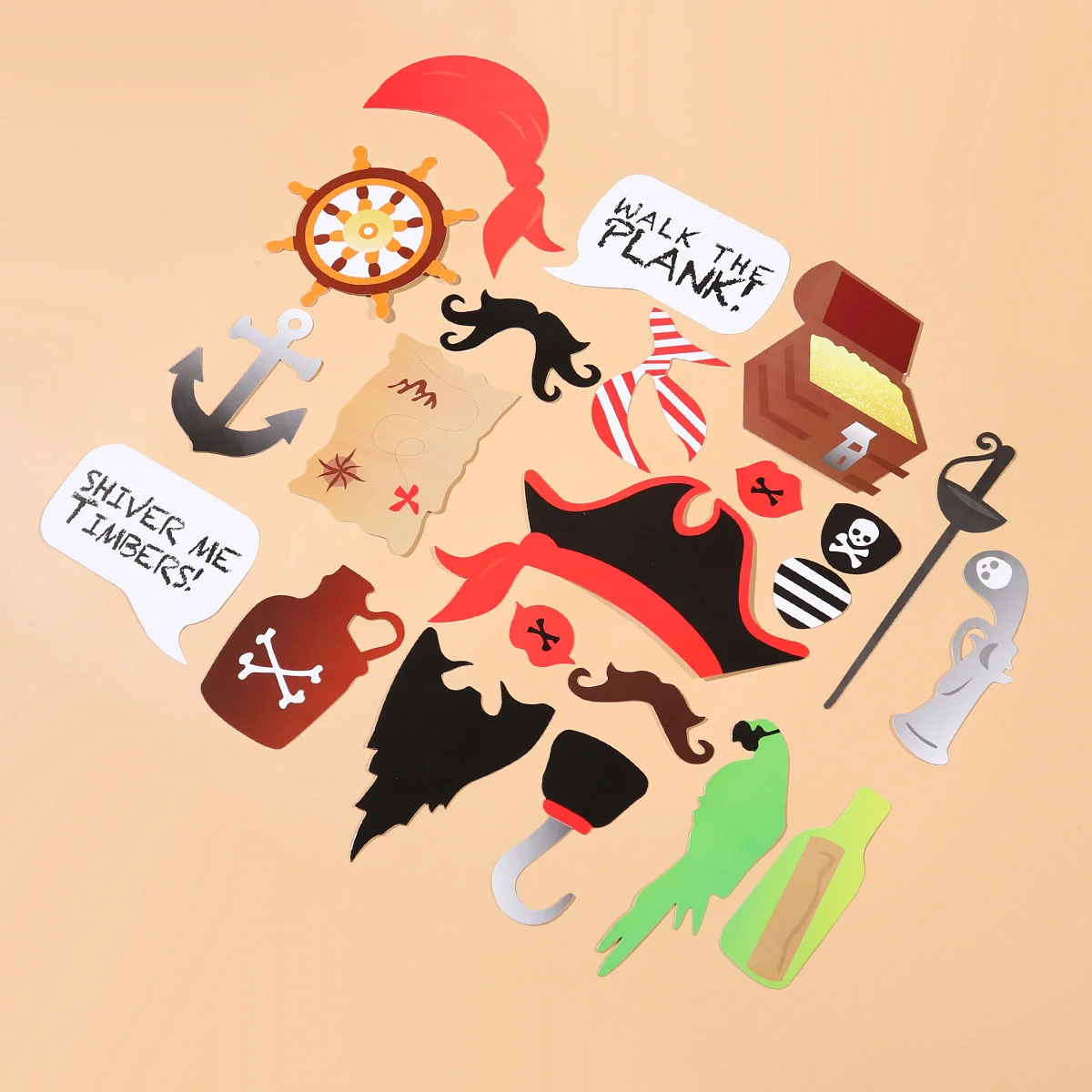 

Pirate Props Photo Party Advanture Funny Decorations Nautical Sailing Stick Birthdayhat Selfie Themed Booth Supplies