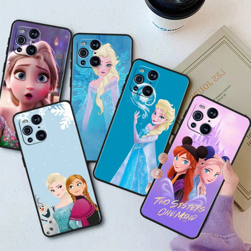 

Frozen Elsa Anna Phone Case For OPPO Find X5 X3 X2 K10 F21S F21 F9 F7 F5 Neo Pro Lite Black Silicone Soft Cover