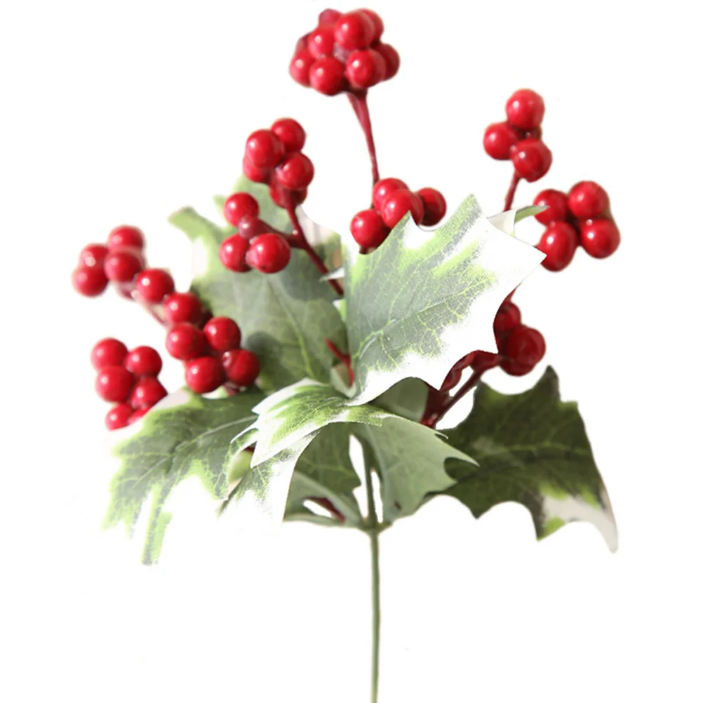

Berries Berry Christmas Holly Branches Artificial Xmas Fake Tree Flower Red Simulationdecor Bouquet Decoration Party Sticks