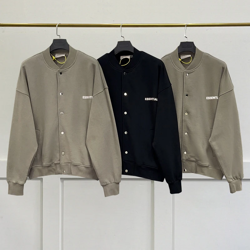 

Essentials Baseball Jackets Man 100% 1:1 Male Coat Men's and Women Jacket High Street Double Line Brand Streetwear Couples Dress