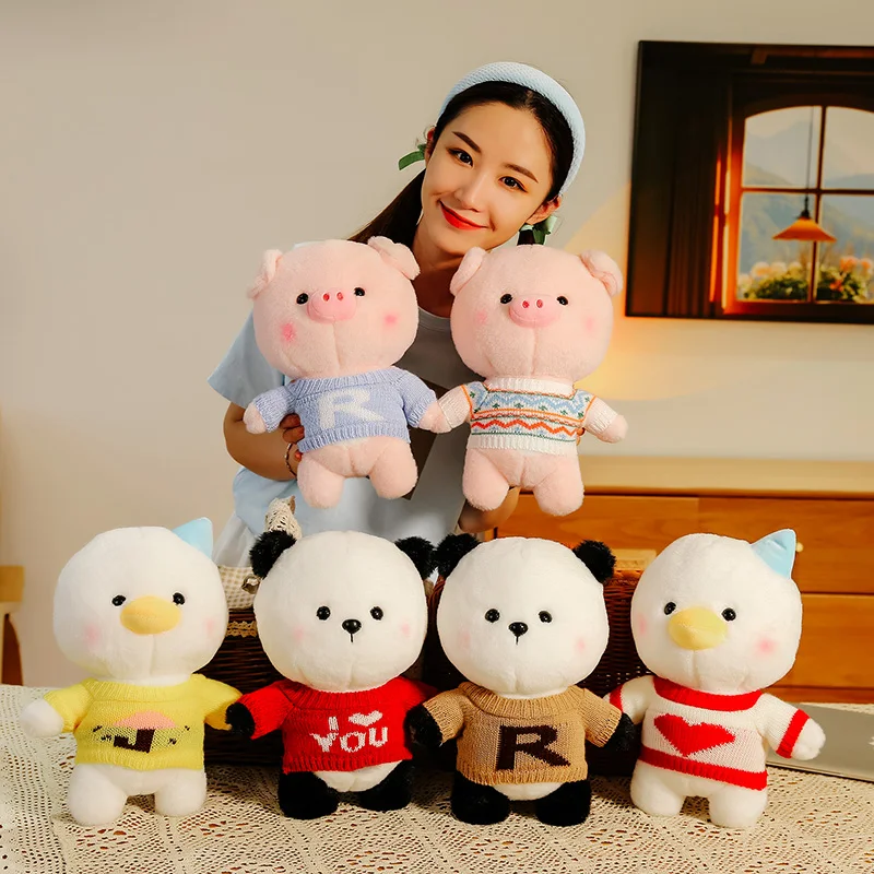 

Kawaii Dress Up Penguin Pig Panda Plush Doll Soft Stuffed Animal Appease Toys Fluffy Pillow Lovely Room Decor Birthday Present