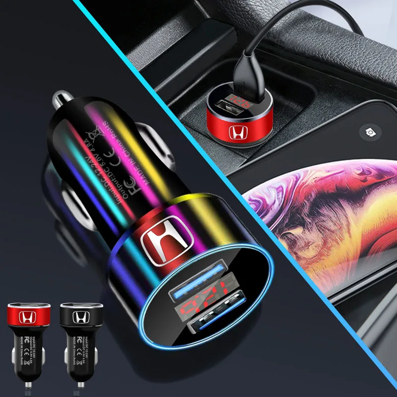 

Car Charger Dual USB Digital Display Voltmeter for Honda Civic Mugen Accord Odyssey JAZZ CRV Fit Hrv Jazz CBR VTX VFR Car Goods